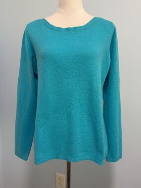 Peck And Peck 2-ply 100% Cashmere Aqua Pullover Sweater Size XL